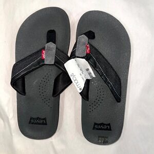 Levi's Men's Flip Flops Size 7 Black Gray Casual Thong Sandals Comfort Summer NE